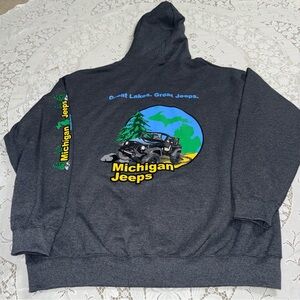Michigan Jeeps Great‎ Lakes Zip Up Hoodie Gray Off-Roading 4x4 graphic Men’s XL